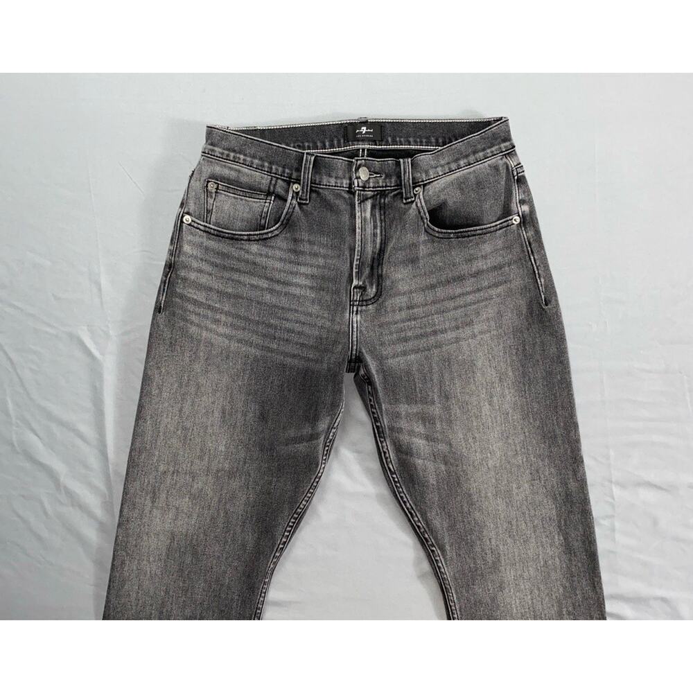 7 For All Mankind Adrien Slim Taper Stretch Denim Jeans. Distressed Gray 30X31.5